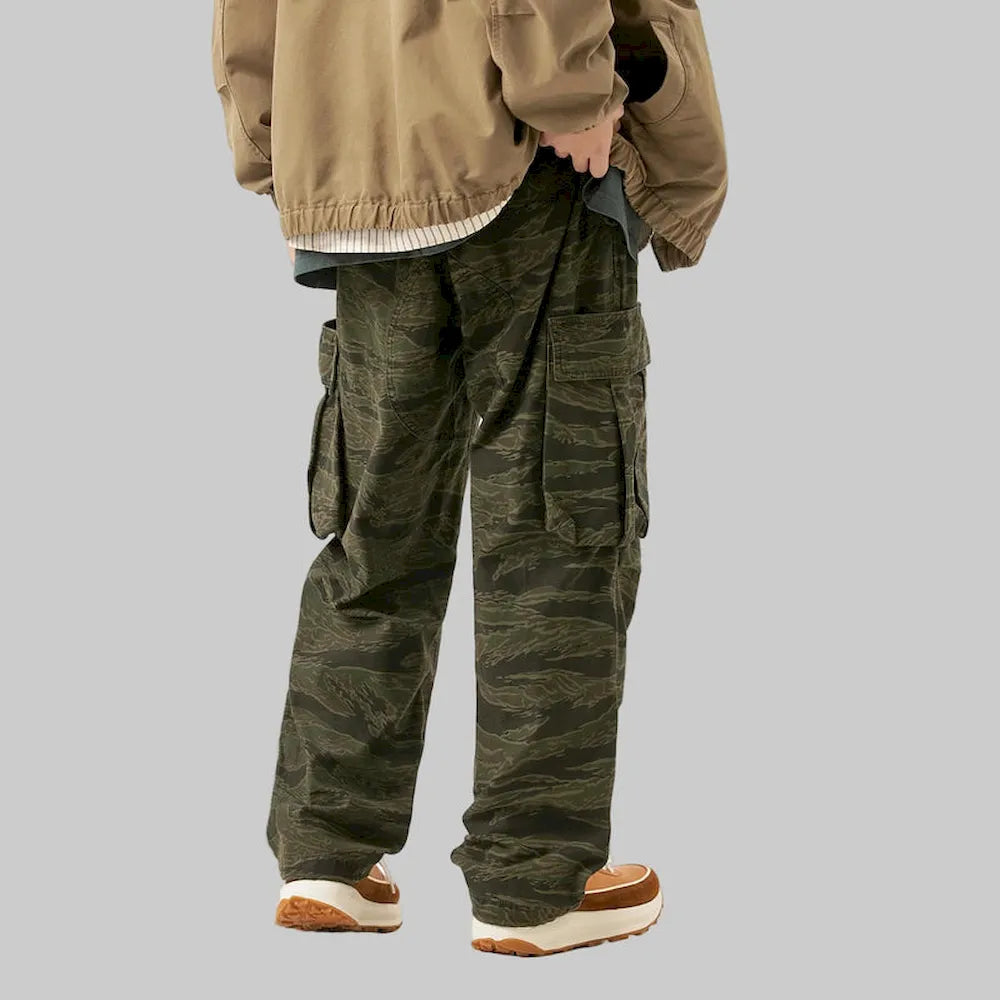 BLACKARMADA Vintage Camo Cargo Pants for Men | 100% Cotton Tactical Work Pants