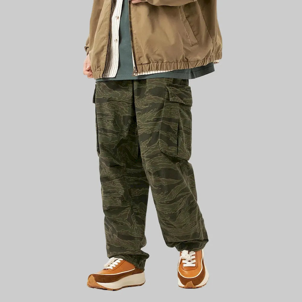 BLACKARMADA Vintage Camo Cargo Pants for Men | 100% Cotton Tactical Work Pants