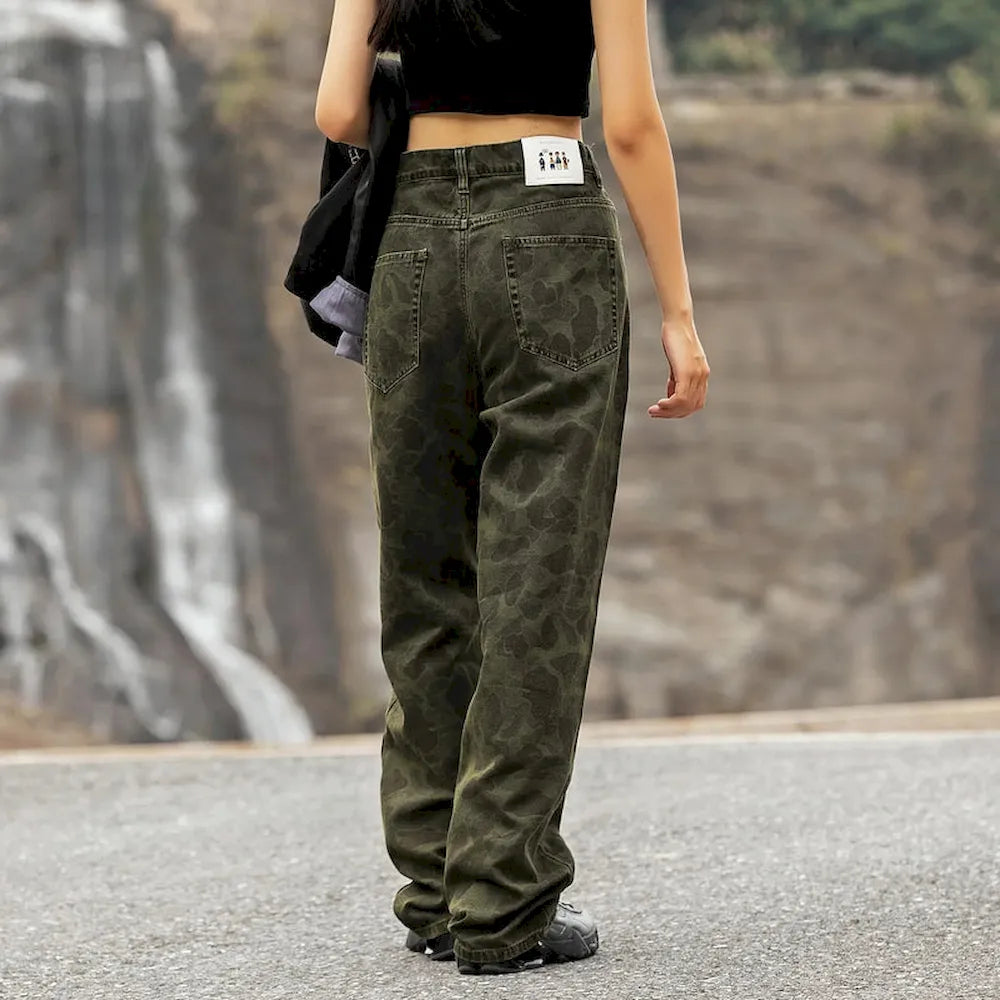 BLACKARMADA Unisex Camo Baggy Work Pants – Vintage Washed Heavy Cotton, Straight Leg