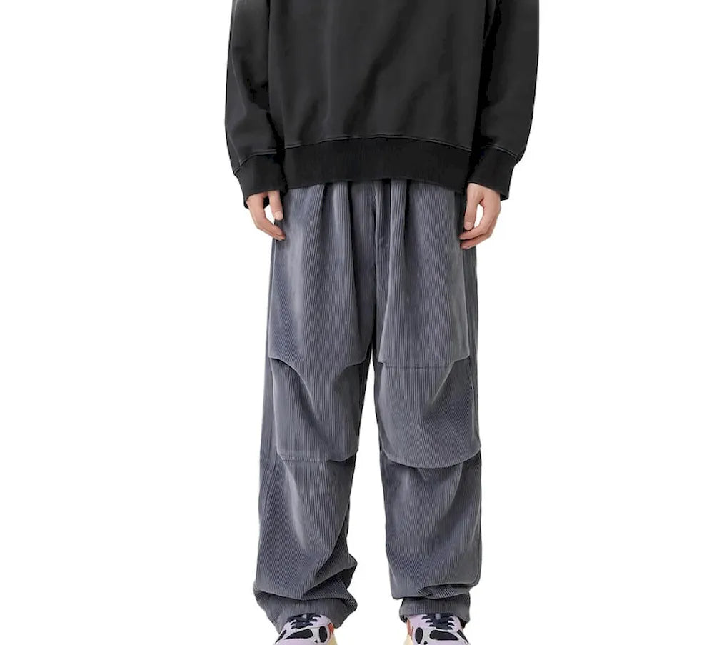 BLACKARMADA Unisex Oversized Corduroy Pants | Adjustable Waist & Cuffs, Retro Style