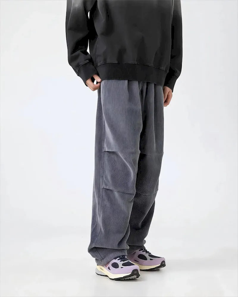 BLACKARMADA Unisex Oversized Corduroy Pants | Adjustable Waist & Cuffs, Retro Style