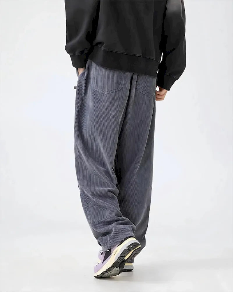 BLACKARMADA Unisex Oversized Corduroy Pants | Adjustable Waist & Cuffs, Retro Style