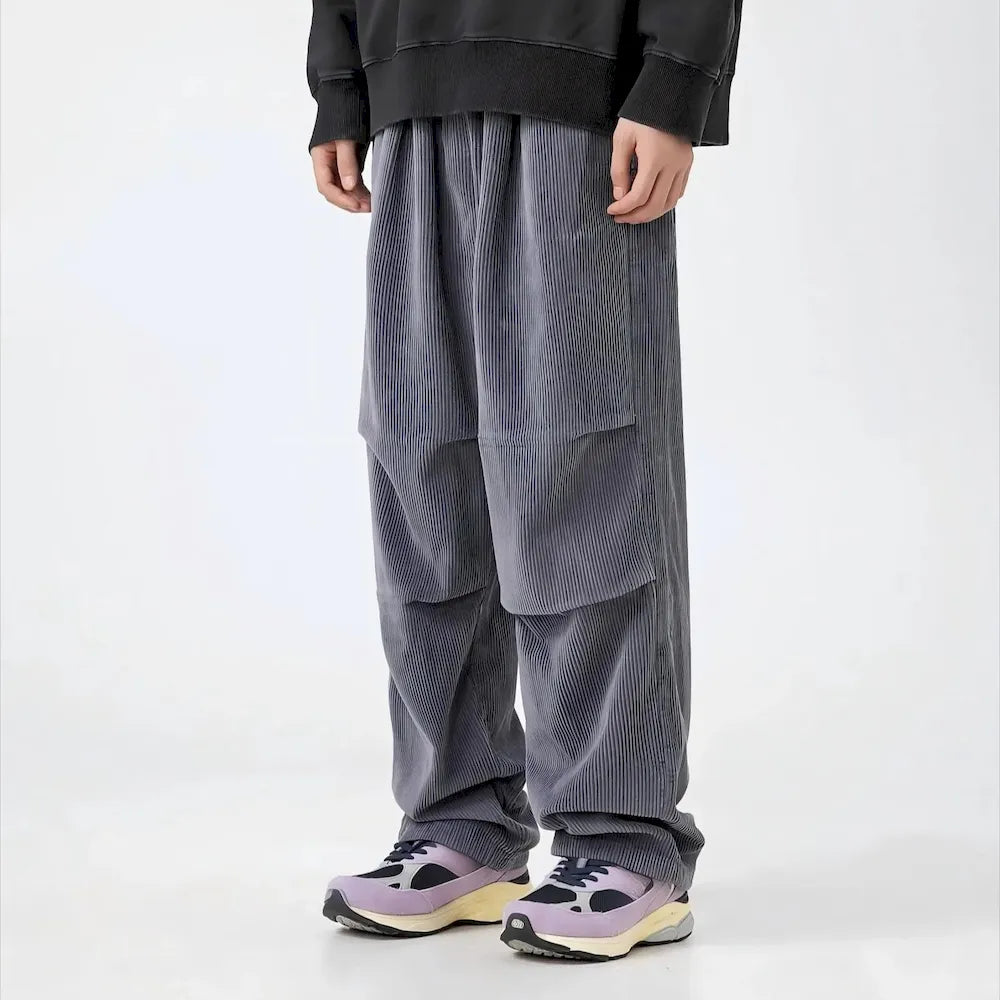 BLACKARMADA Unisex Oversized Corduroy Pants | Adjustable Waist & Cuffs, Retro Style