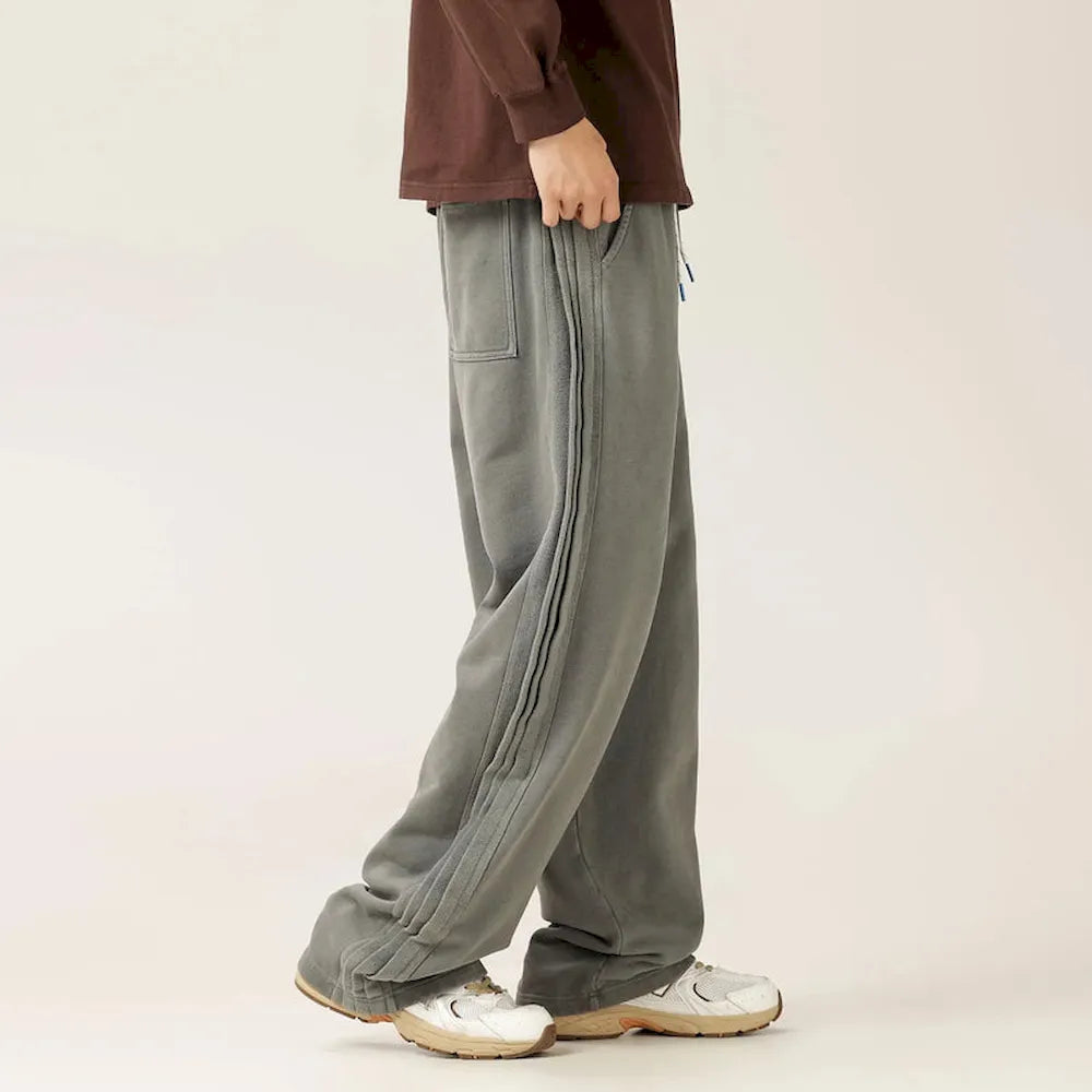 BLACKARMADA Washed Heavyweight Knit Pants - 100% Cotton Baggy Drawstring Sweatpants