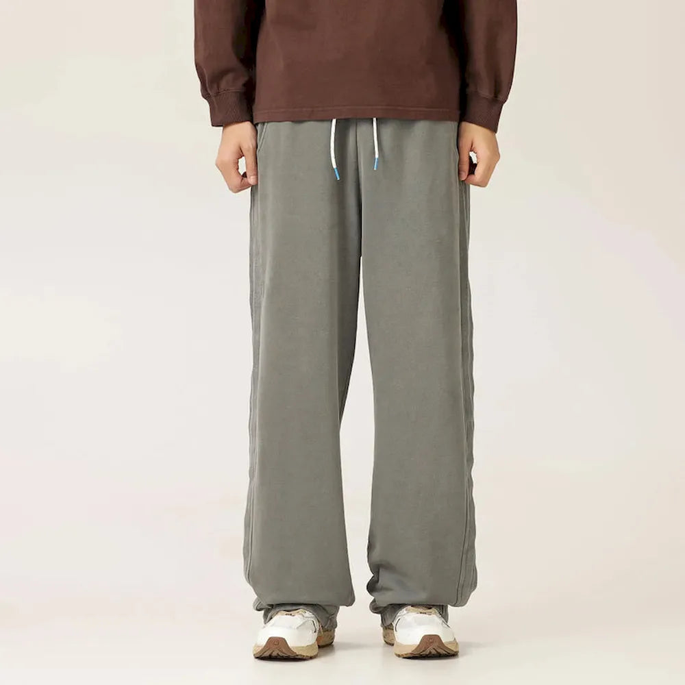 BLACKARMADA Washed Heavyweight Knit Pants - 100% Cotton Baggy Drawstring Sweatpants