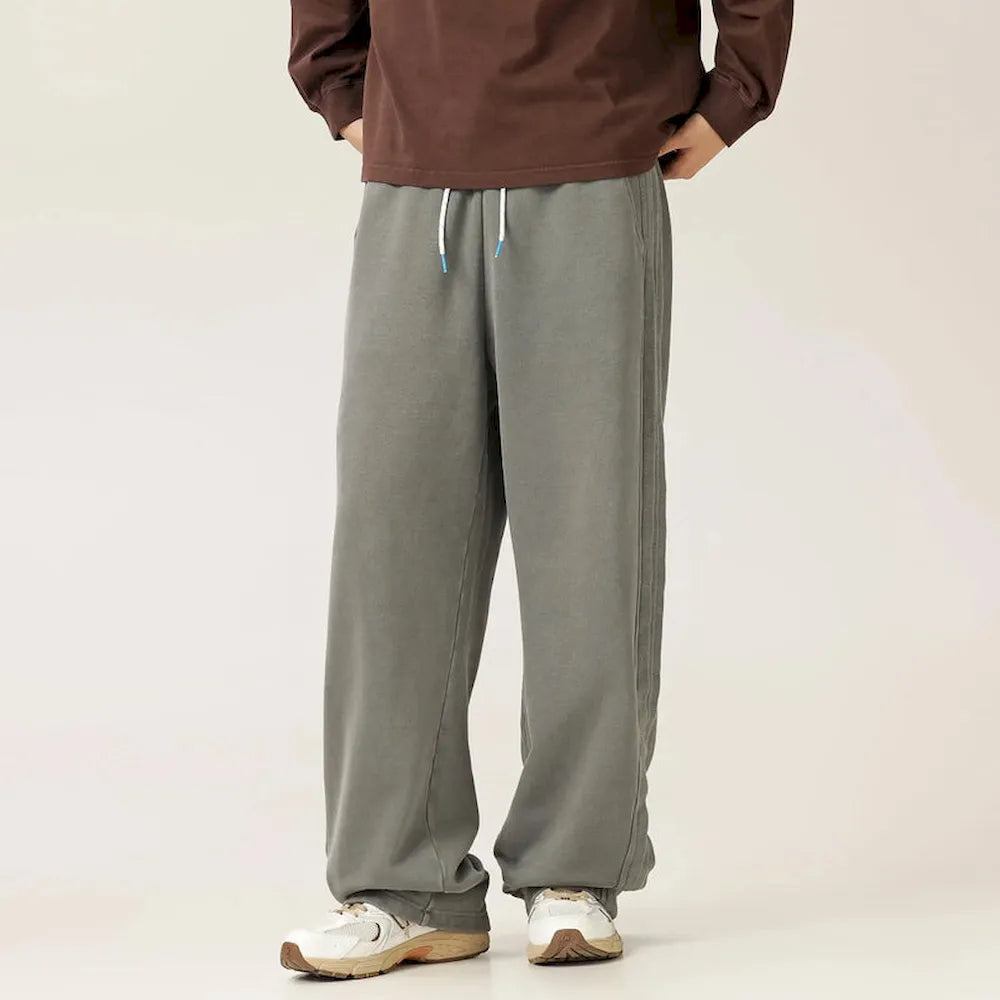 BLACKARMADA Washed Heavyweight Knit Pants - 100% Cotton Baggy Drawstring Sweatpants