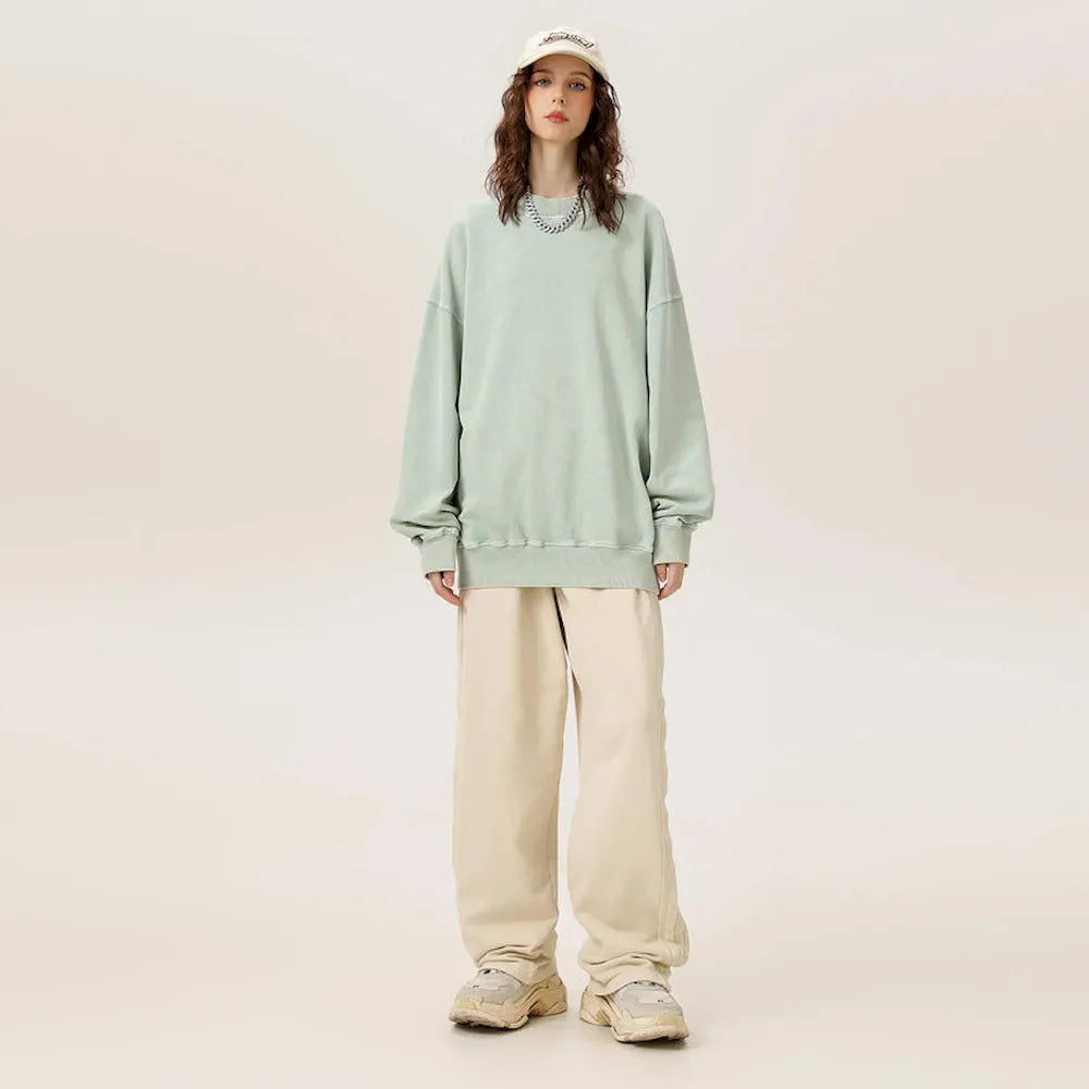 BLACKARMADA Washed Heavyweight Knit Pants - 100% Cotton Baggy Drawstring Sweatpants