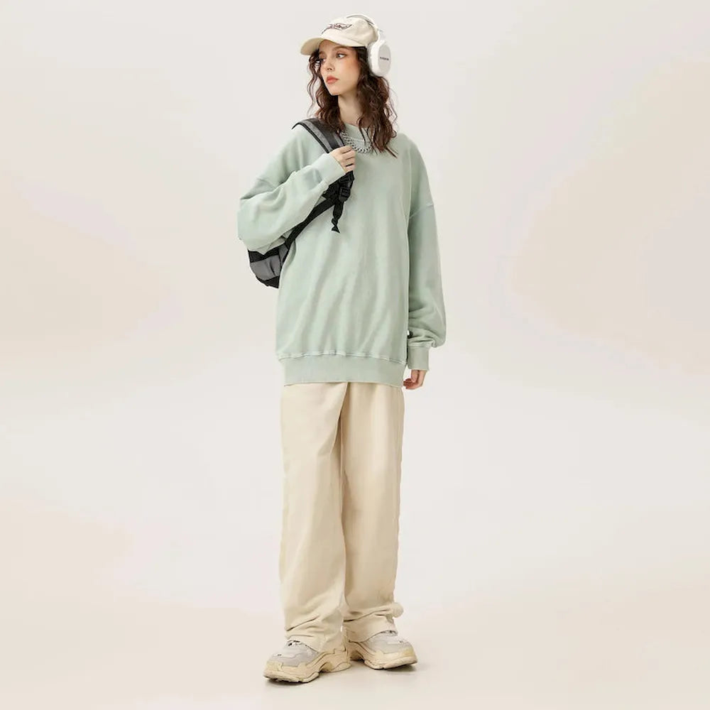 BLACKARMADA Washed Heavyweight Knit Pants - 100% Cotton Baggy Drawstring Sweatpants