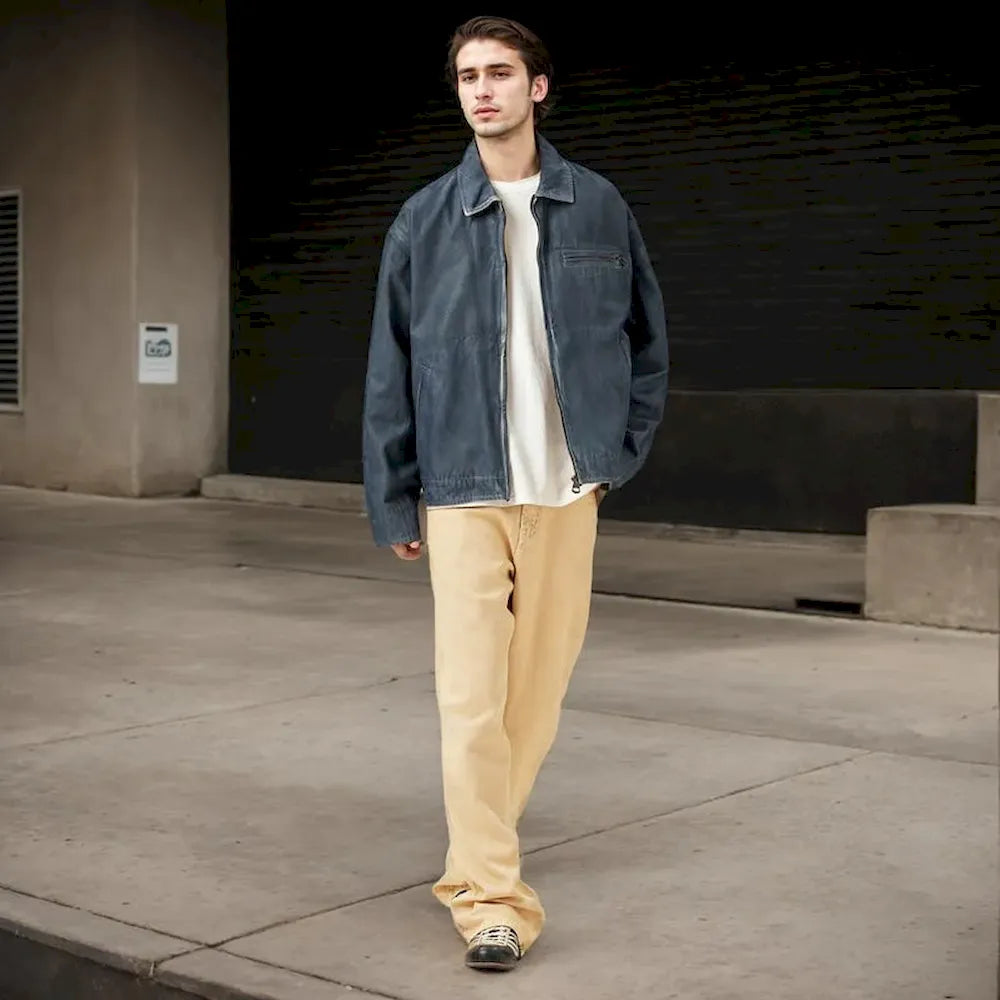 BLACKARMADA Unisex Vintage Washed Heavy Cotton Carpenter Cargo Pants ¨C Baggy Straight-Leg Workwear
