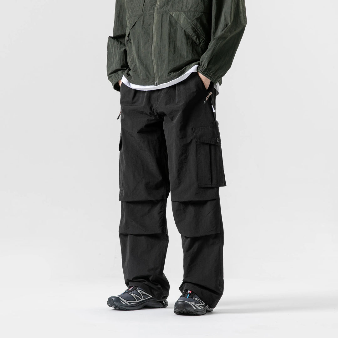 BLACKARMADA Unisex Parachute Cargo Pants ¨CQuick Dry Joggers Lightweight Waterproof Baggy Hiking & Work Pants for Men & Women