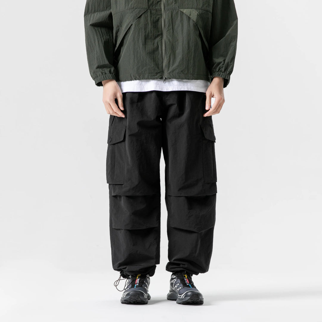 BLACKARMADA Unisex Parachute Cargo Pants ¨CQuick Dry Joggers Lightweight Waterproof Baggy Hiking & Work Pants for Men & Women