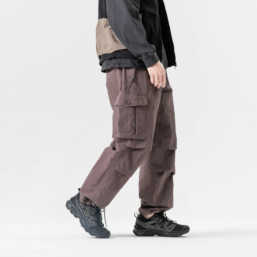 BLACKARMADA Unisex Parachute Cargo Pants ¨CQuick Dry Joggers Lightweight Waterproof Baggy Hiking & Work Pants for Men & Women