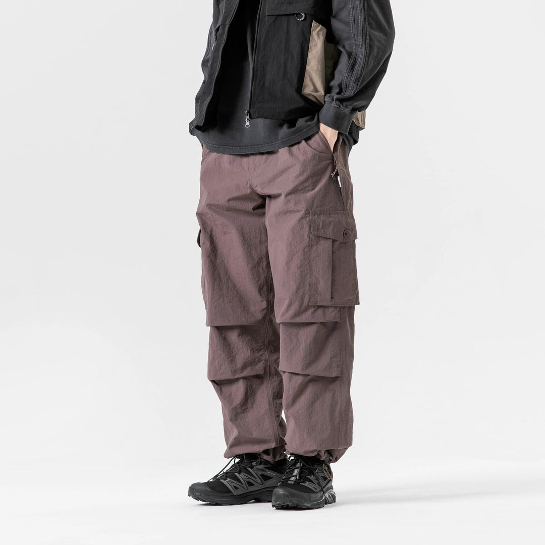 BLACKARMADA Unisex Parachute Cargo Pants ¨CQuick Dry Joggers Lightweight Waterproof Baggy Hiking & Work Pants for Men & Women