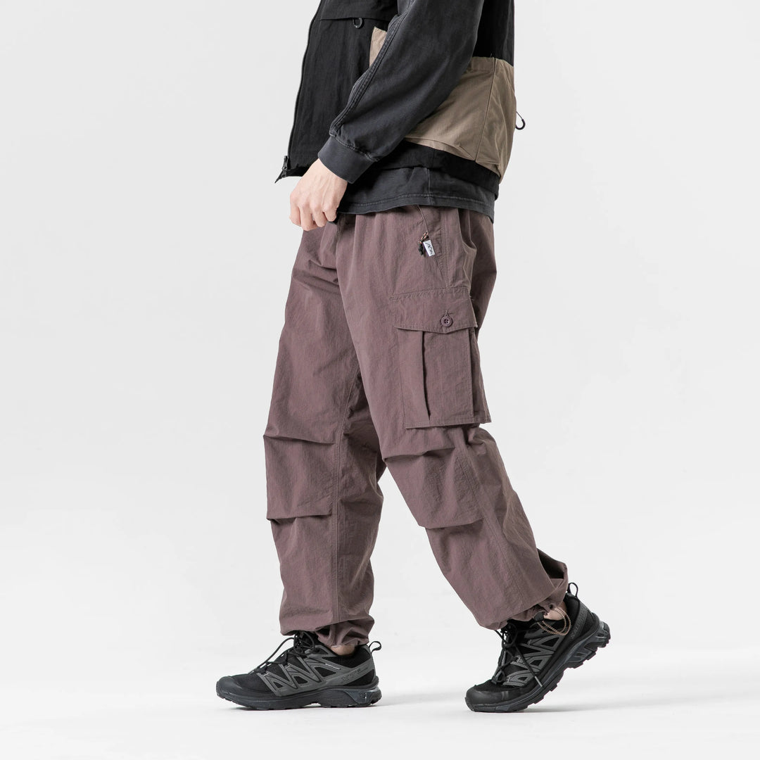 BLACKARMADA Unisex Parachute Cargo Pants ¨CQuick Dry Joggers Lightweight Waterproof Baggy Hiking & Work Pants for Men & Women