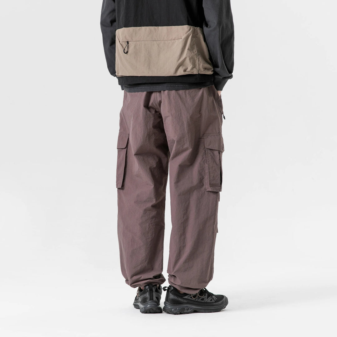 BLACKARMADA Unisex Parachute Cargo Pants ¨CQuick Dry Joggers Lightweight Waterproof Baggy Hiking & Work Pants for Men & Women