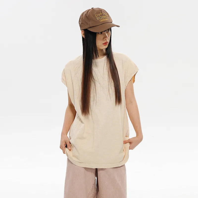 BLACKARMADA Unisex Vintage Sleeveless Tee | 100% Cotton Stone-Washed Oversized Shirt