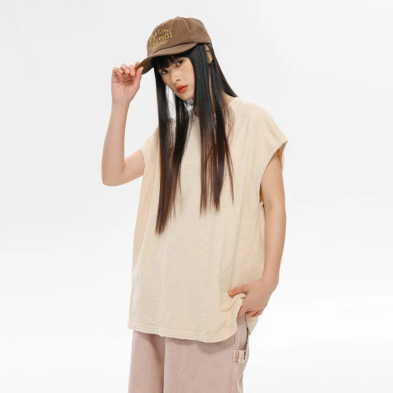 BLACKARMADA Unisex Vintage Sleeveless Tee | 100% Cotton Stone-Washed Oversized Shirt