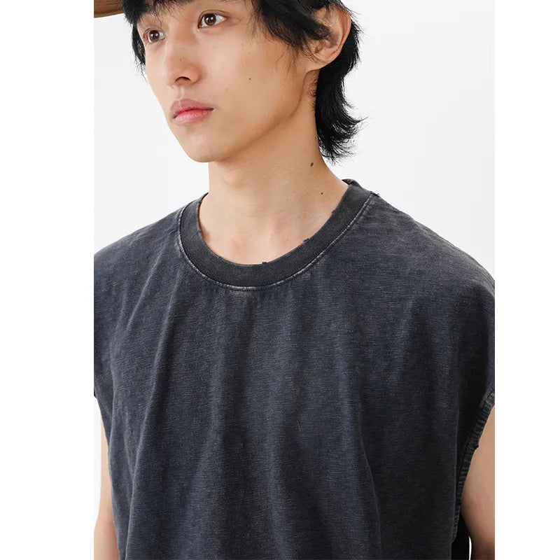 BLACKARMADA Unisex Vintage Sleeveless Tee | 100% Cotton Stone-Washed Oversized Shirt