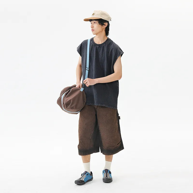 BLACKARMADA Unisex Vintage Sleeveless Tee | 100% Cotton Stone-Washed Oversized Shirt