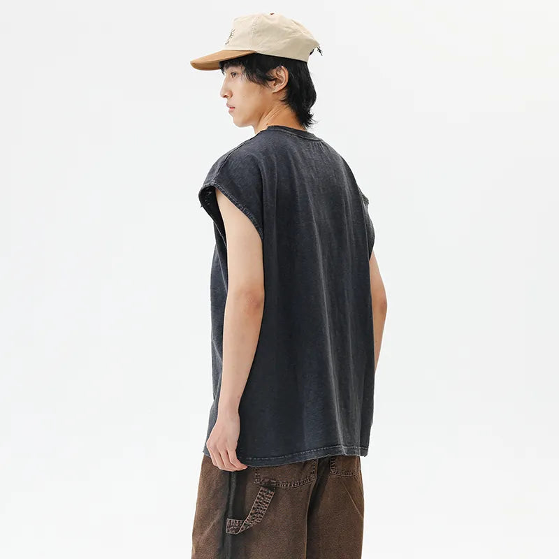 BLACKARMADA Unisex Vintage Sleeveless Tee | 100% Cotton Stone-Washed Oversized Shirt