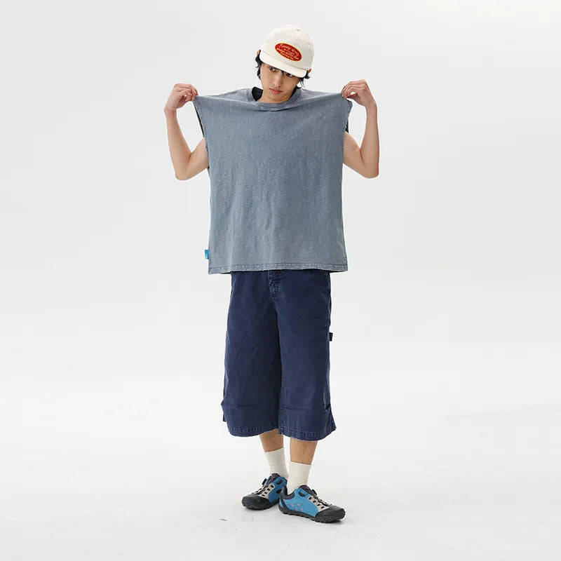 BLACKARMADA Unisex Vintage Sleeveless Tee | 100% Cotton Stone-Washed Oversized Shirt