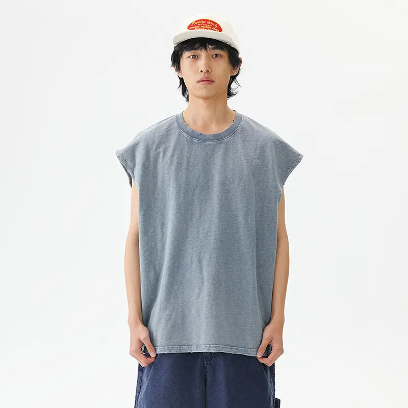 BLACKARMADA Unisex Vintage Sleeveless Tee | 100% Cotton Stone-Washed Oversized Shirt