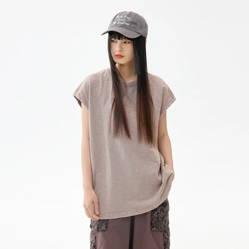 BLACKARMADA Unisex Vintage Sleeveless Tee | 100% Cotton Stone-Washed Oversized Shirt