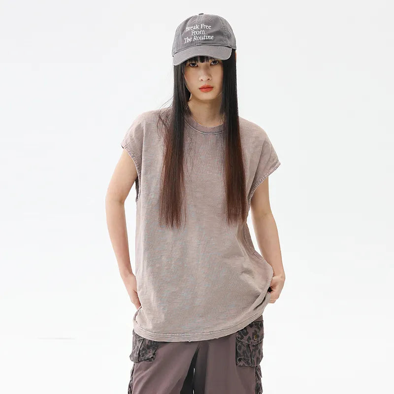 BLACKARMADA Unisex Vintage Sleeveless Tee | 100% Cotton Stone-Washed Oversized Shirt