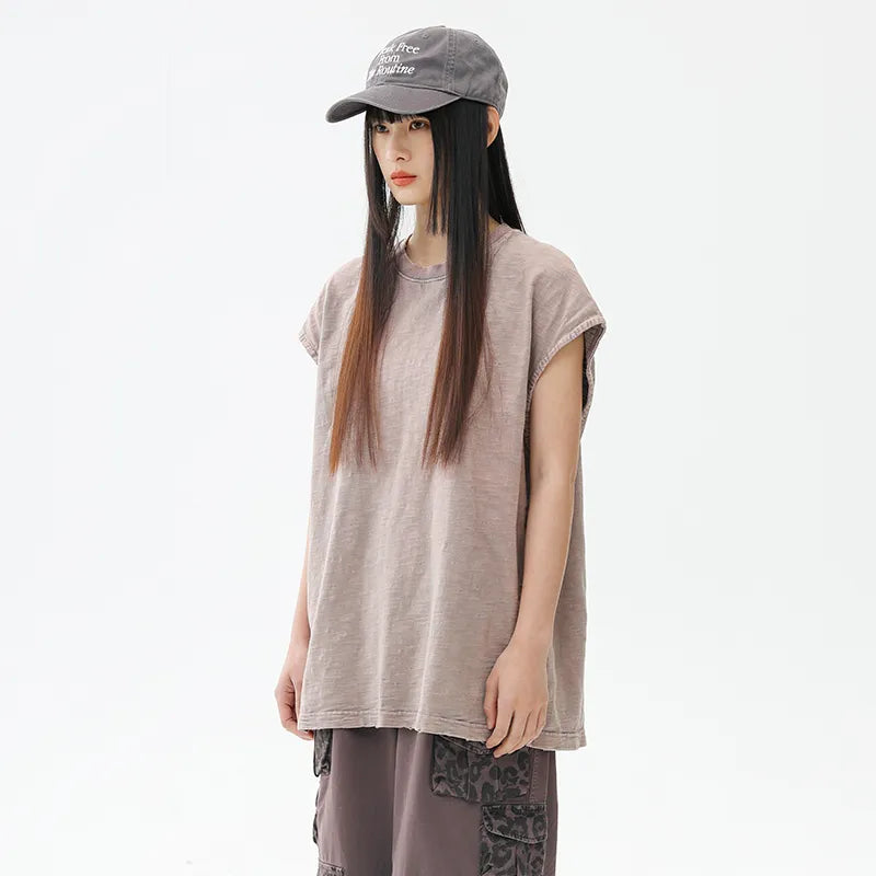 BLACKARMADA Unisex Vintage Sleeveless Tee | 100% Cotton Stone-Washed Oversized Shirt