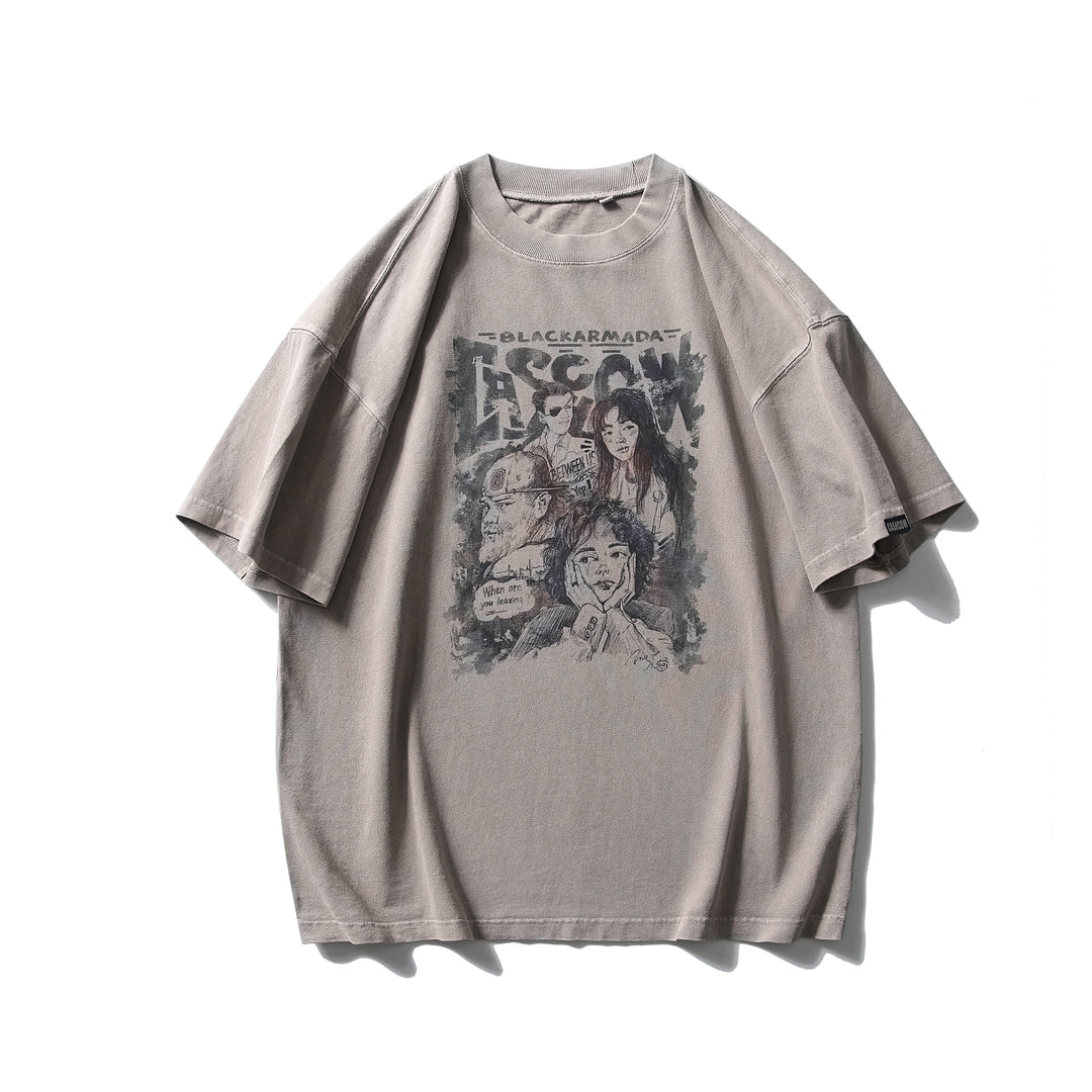 BLACKARMADA Unisex Oversized T-Shirt – Retro Graphic, Watercolor Streetwear