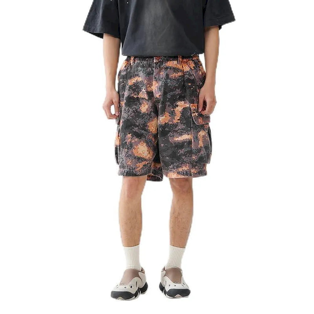 BLACKARMADA Unisex Camo Cargo Oversized Shorts – Multi-Pocket Baggy Outdoor Work Shorts