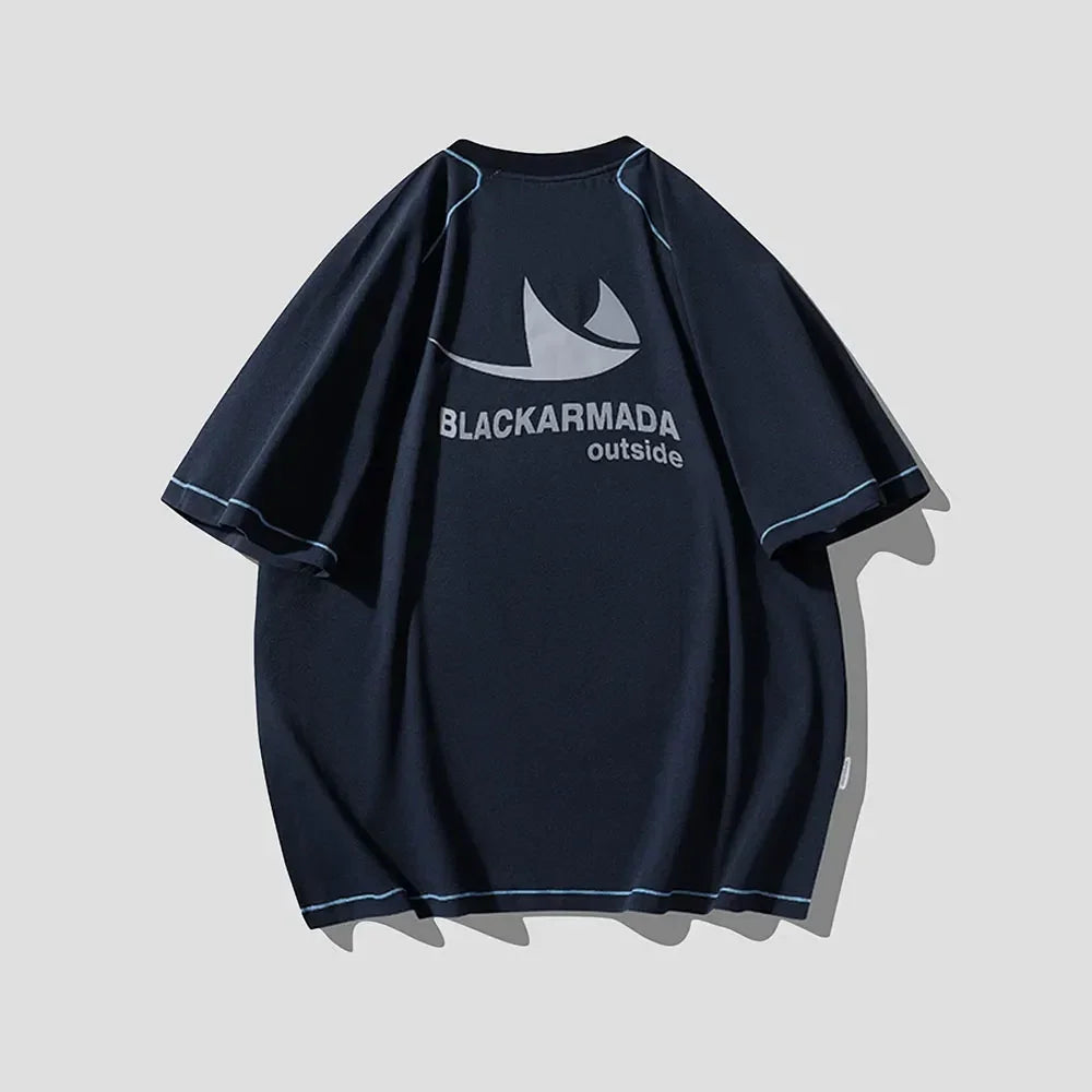 BLACKARMADA Unisex Quick-Dry Oversized T-Shirt – 155g Tech Fabric, Color-Block Design