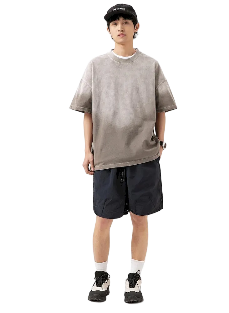 BLACKARMADA Unisex Gradient Dyed Cotton T-Shirt - Vintage Streetwear for Casual & Outdoor Wear