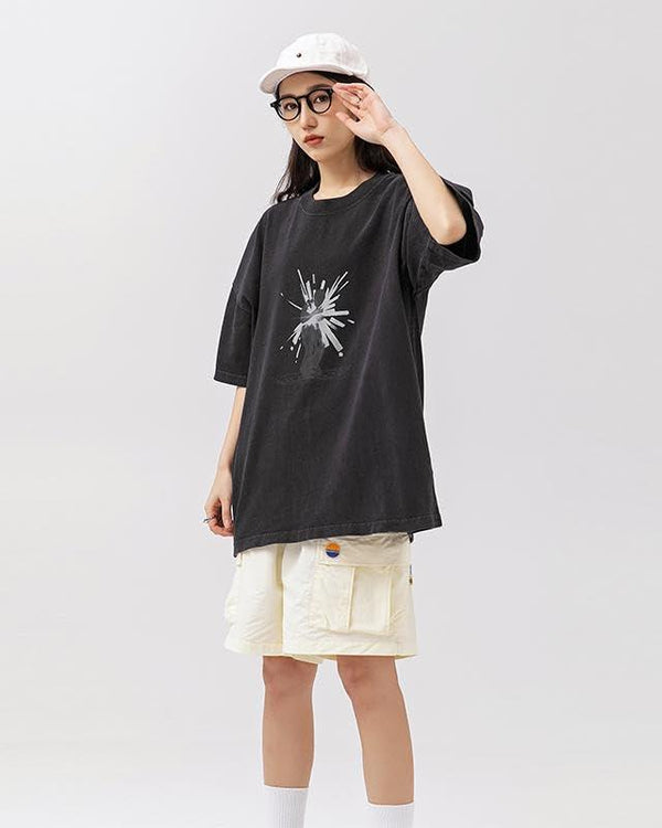 BLACKARMADA Unisex Heavyweight Oversized T-Shirt-100% Cotton, Night-Glo Graphic & Retro