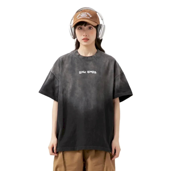 BLACKARMADA Unisex Oversized Gradient T-Shirt – 300G Heavy Cotton, Retro Streetwear Design