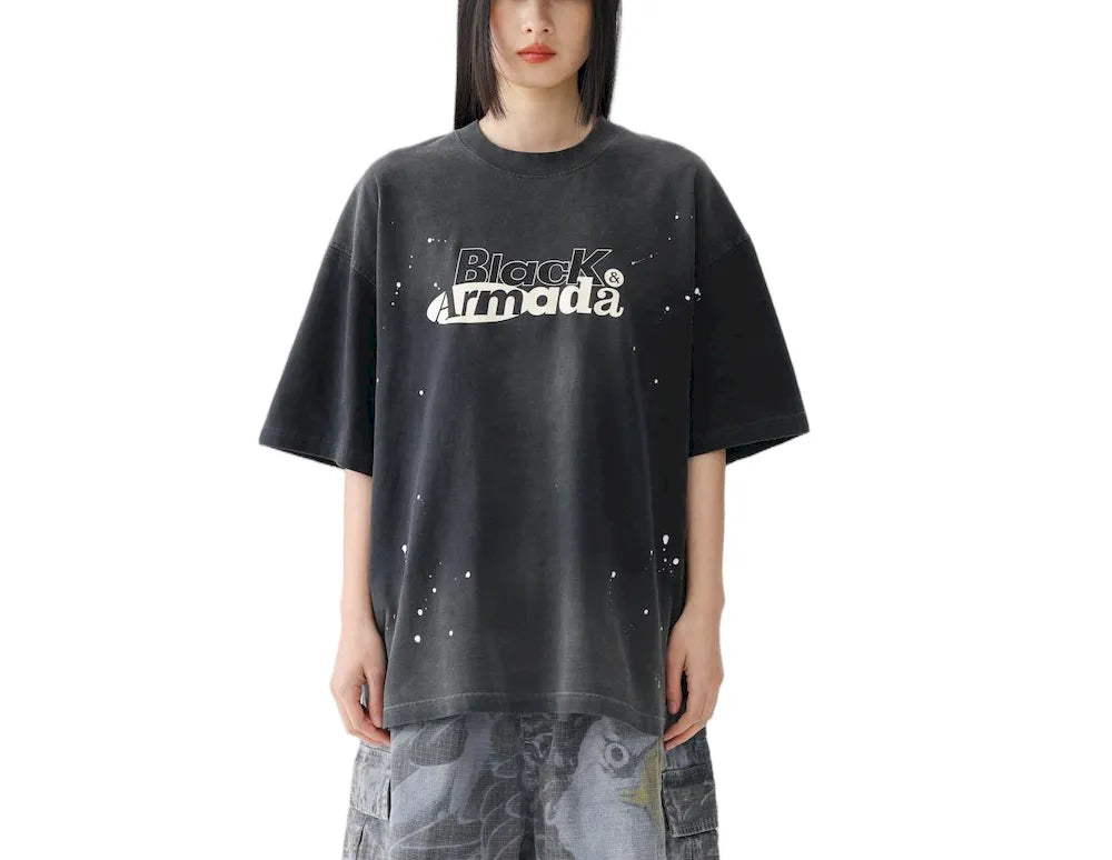 BLACKARMADA Unisex Oversized Cotton Tee - Retro Streetwear Design for Everyday Wear