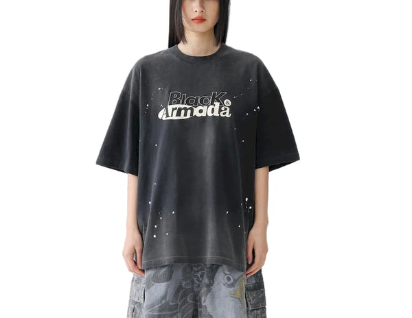 BLACKARMADA Unisex Oversized Cotton Tee - Retro Streetwear Design for Everyday Wear