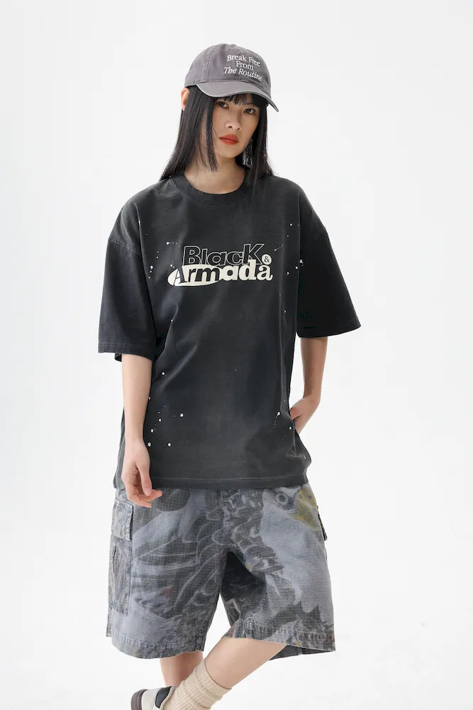 BLACKARMADA Unisex Oversized Cotton Tee - Retro Streetwear Design for Everyday Wear