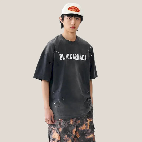 BLACKARMADA Unisex Vintage Graphic T-Shirt | Retro Puff Print Cotton Oversized Tee