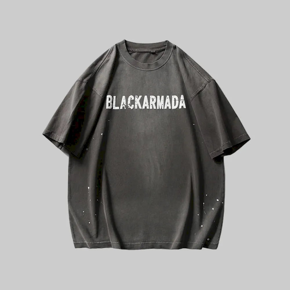 BLACKARMADA Unisex Vintage Graphic T-Shirt | Retro Puff Print Cotton Oversized Tee