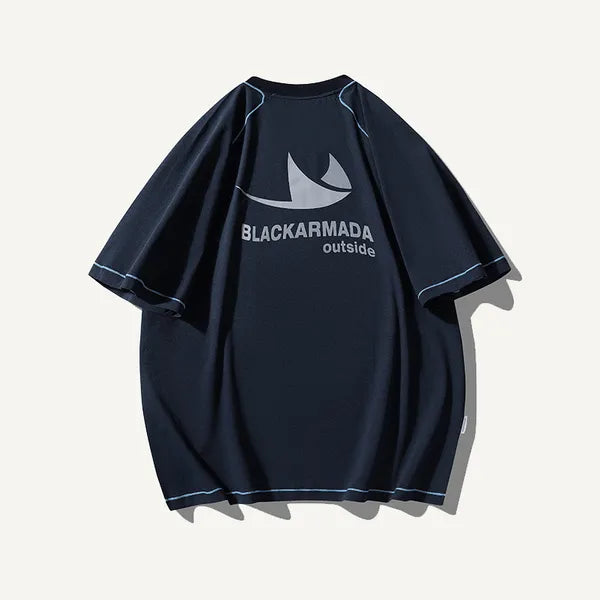 BLACKARMADA Unisex Quick-Dry Oversized T-Shirt – 155g Tech Fabric, Color-Block Design