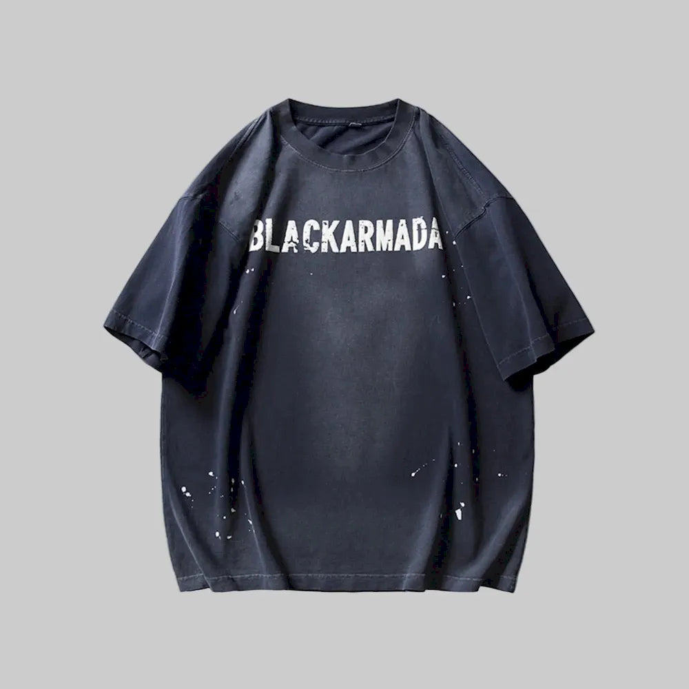 BLACKARMADA Unisex Vintage Graphic T-Shirt | Retro Puff Print Cotton Oversized Tee