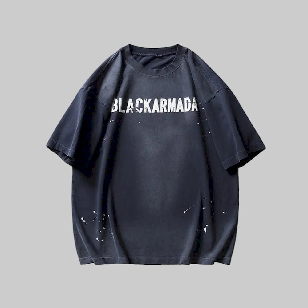 BLACKARMADA Unisex Vintage Graphic T-Shirt | Retro Puff Print Cotton Oversized Tee