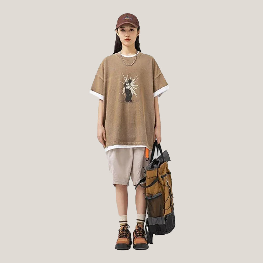 BLACKARMADA Unisex Heavyweight Oversized T-Shirt-100% Cotton, Night-Glo Graphic & Retro