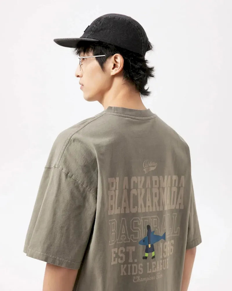 BLACKARMADA Unisex Oversized T-Shirt - 100% Cotton Breathable Tee with Retro Graphic, Casual Streetwear for Men and Women