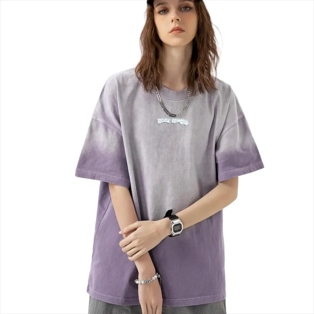 BLACKARMADA Unisex Oversized Gradient T-Shirt – 300G Heavy Cotton, Retro Streetwear Design