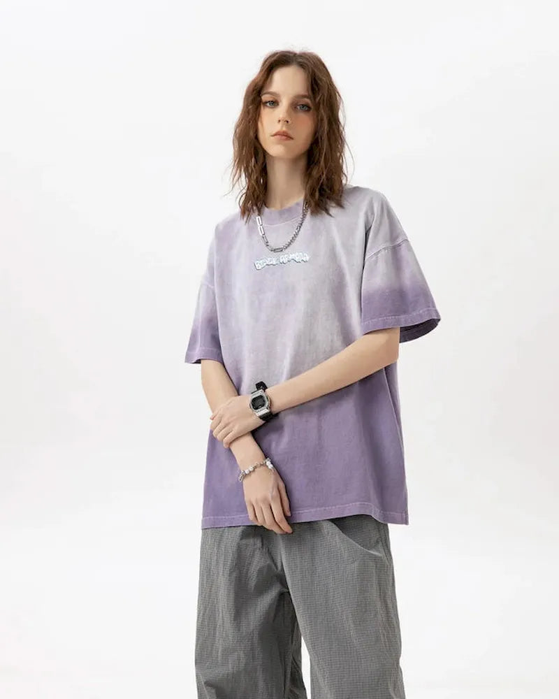 BLACKARMADA Unisex Oversized Gradient T-Shirt – 300G Heavy Cotton, Retro Streetwear Design