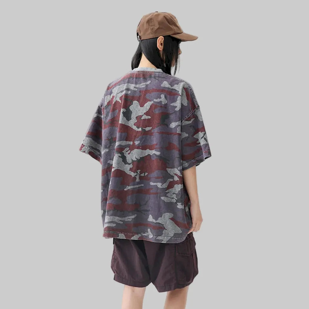 BLACKARMADA Unisex Retro Washed Tee - 100% Cotton Y2K Streetwear Casual Shirt"