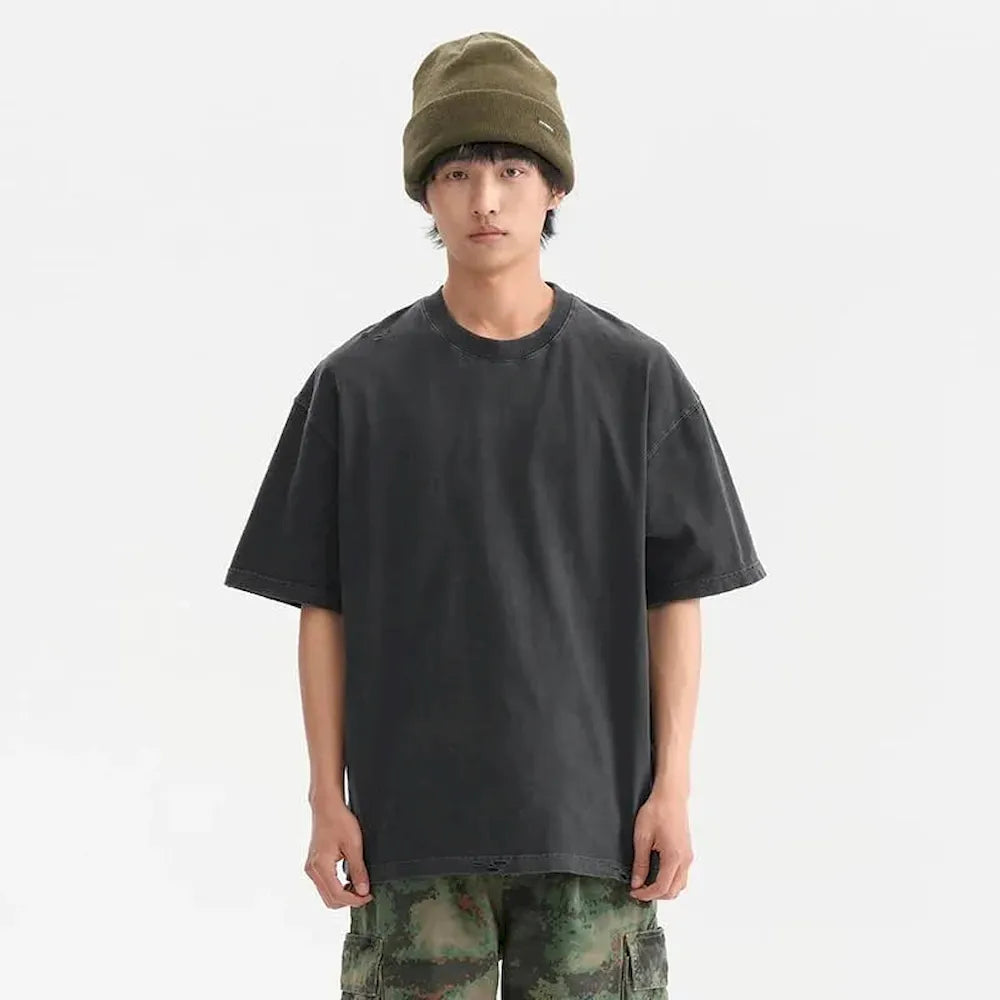 BLACKARMADA Oversized Unisex T-Shirt-260G Heavyweight Salt-Washed Cotton, Casual&Streetwear for Everyday&Outdoor Wear